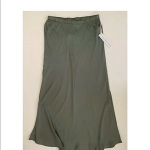Young Fabulous & Broke Sage Satin MIDI Skirt M